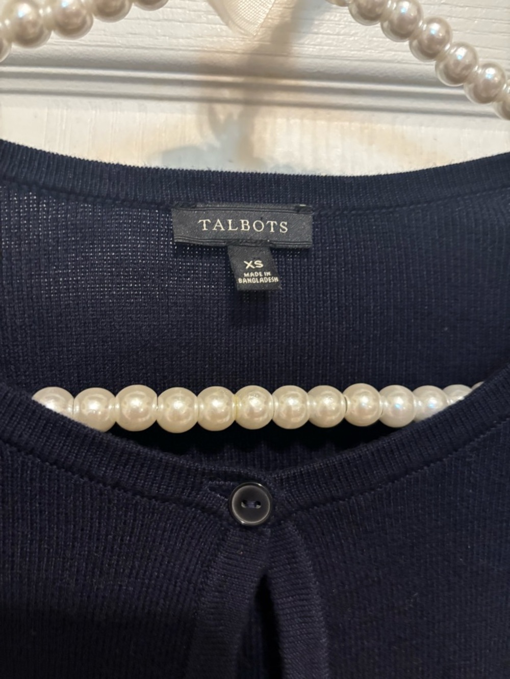 Talbots Navy Button-Front Cropped Cardigan - Picture 3 of 3
